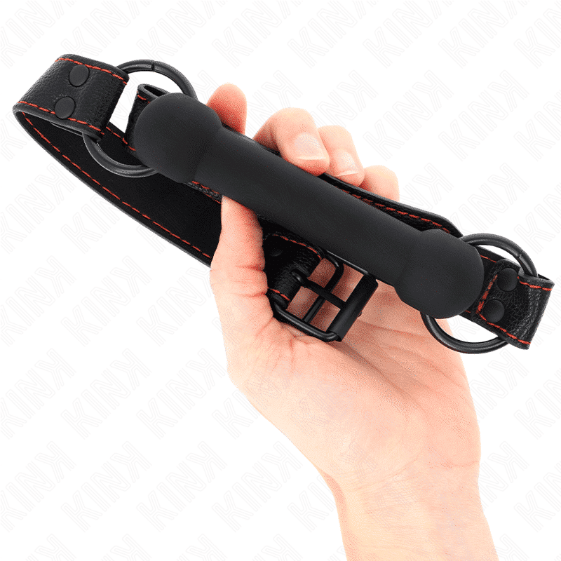 Kink - Mordaça De Osso Com Alça De Couro Preta Ajustável 41-57 Cm - Image 4