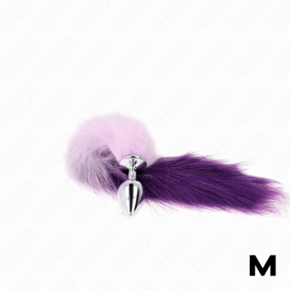 Kink - Plug Anal Tamanho M 8 X 3,5 Cm Com Cauda Sintética 40 Cm Roxo