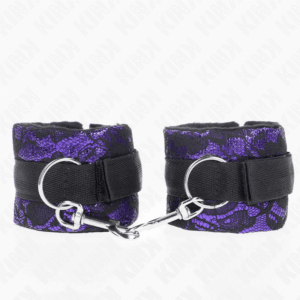 Kink - Punhos De Renda De Veludo Curto E Bind De Nylon Roxo / Preto 23 X 6,5 Cm