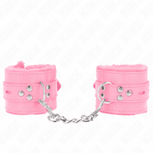 Kink - Pulso Forro De Pele Com Furos Quadrados Rosa E Cinto Rosa Ajustável 17-29 Cm X 6 Cm