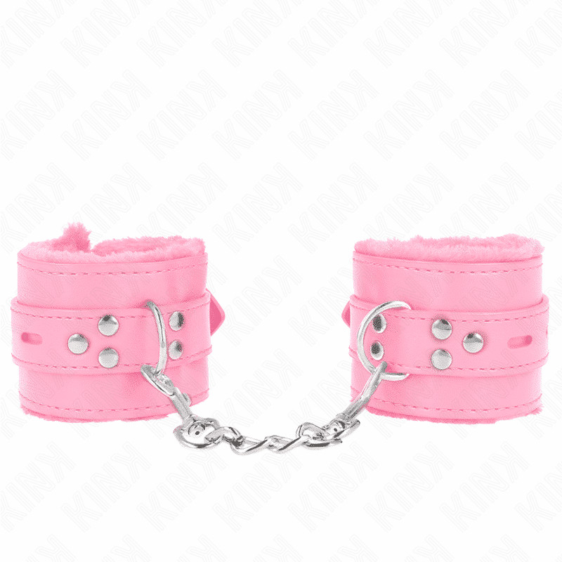 Kink - Pulso Forro De Pele Com Furos Quadrados Rosa E Cinto Rosa Ajustável 17-29 Cm X 6 Cm