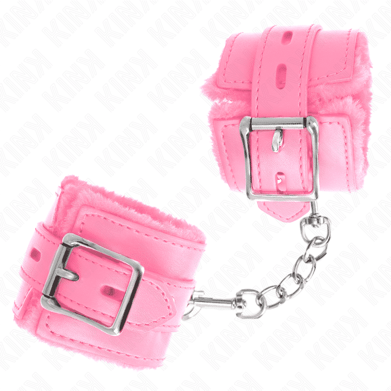 Kink - Pulso Forro De Pele Com Furos Quadrados Rosa E Cinto Rosa Ajustável 17-29 Cm X 6 Cm - Image 2