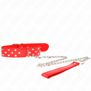 Kink - Colar De Alça De Rebite De Anel Com Cinto 65 Cm Vermelho Ajustável 36-50 Cm X 3,8 Cm