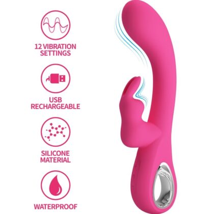 Pretty Love - Novak Rabbit Vibrador 12 Vibrações Rosa