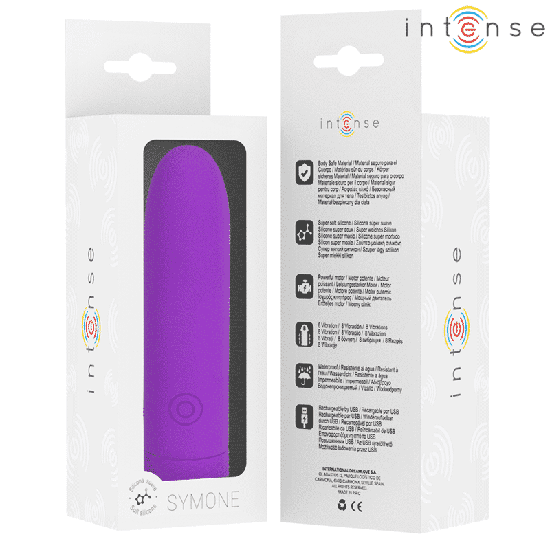 Intense - Symone Usb Recarregável Vibratória Bullet 8 Vibrações Roxo 10 X 2,2 Cm - Image 8
