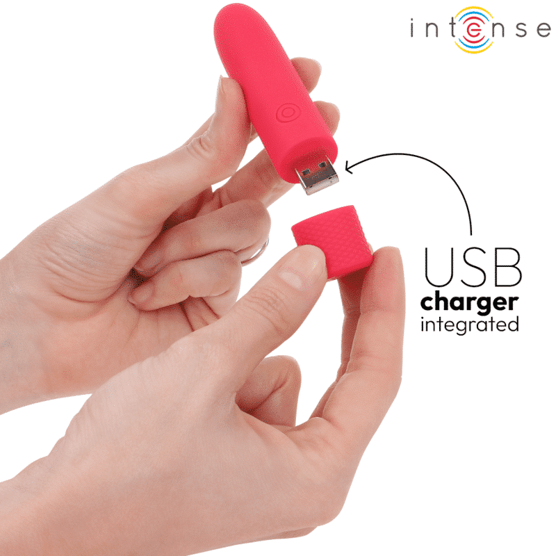 Intense - Symone Usb Recarregável Vibratória Bullet 8 Vibrações Vermelho 10 X 2,2 Cm - Image 6
