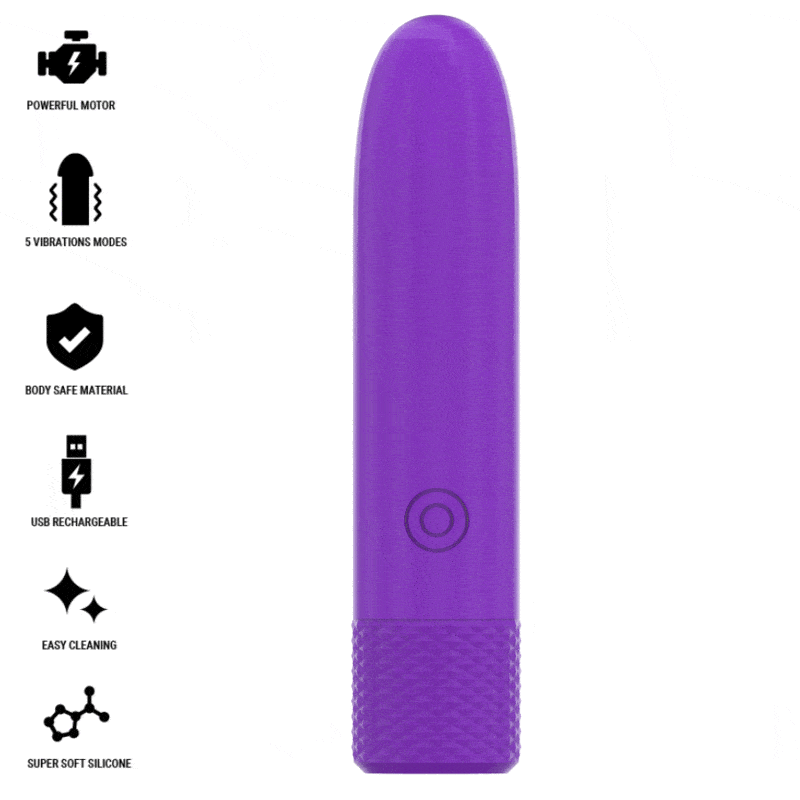 Intense - Symone Usb Recarregável Vibratória Bullet 8 Vibrações Roxo 10 X 2,2 Cm - Image 2