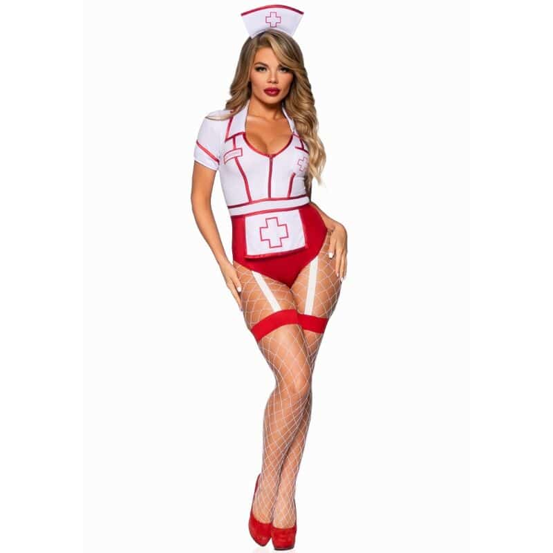 Leg Avenue - Fantasia De Enfermeira Sexy Vermelho/Branco M - Image 6
