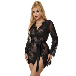 Subblime - 953768 Camisola De Noite De Renda + Tanga Preta L/Xl