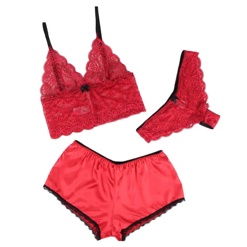 Subblime - 953904 Camisola De Seda E Renda + Calcinha Vermelha L/Xl - Image 3