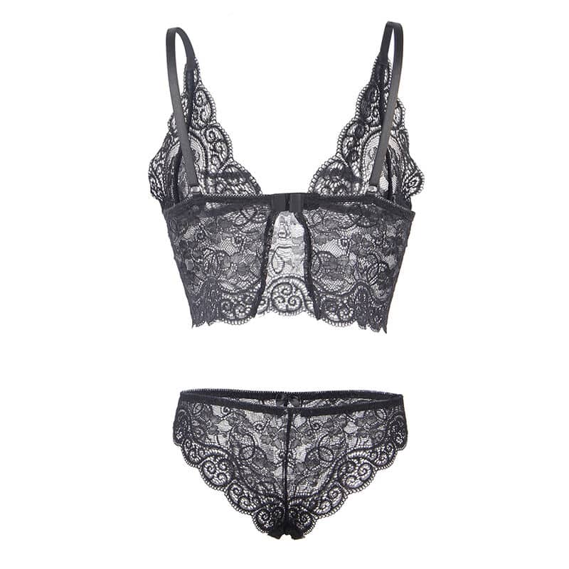 Subblime - 953911 Camisola De Seda E Renda + Calcinha Preta S/M - Image 7