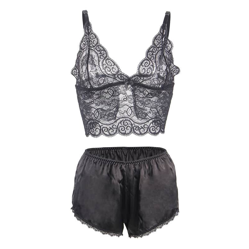 Subblime - 953928 Camisola De Seda E Renda + Calcinha Preta L/Xl - Image 5