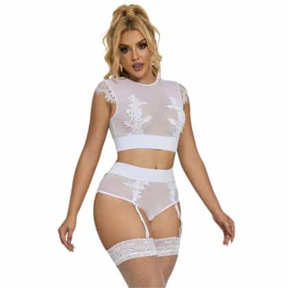Subblime - 954048 Sutiã + Calcinha Com Cinto-Liga Branco L/Xl