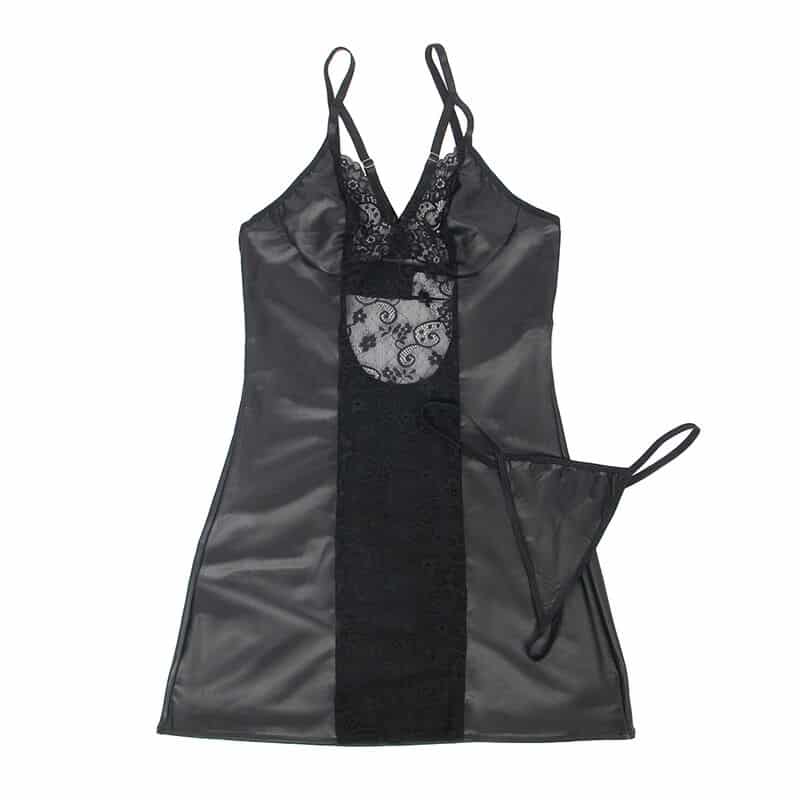 Subblime - 954161 Vestido + Tanga Couro Preto S/M - Image 5
