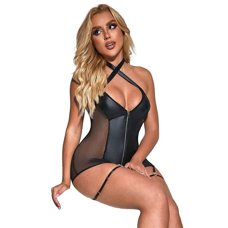 Subblime - 954444 Vestido Sexy De Malha Couro Preto S/M - Image 3