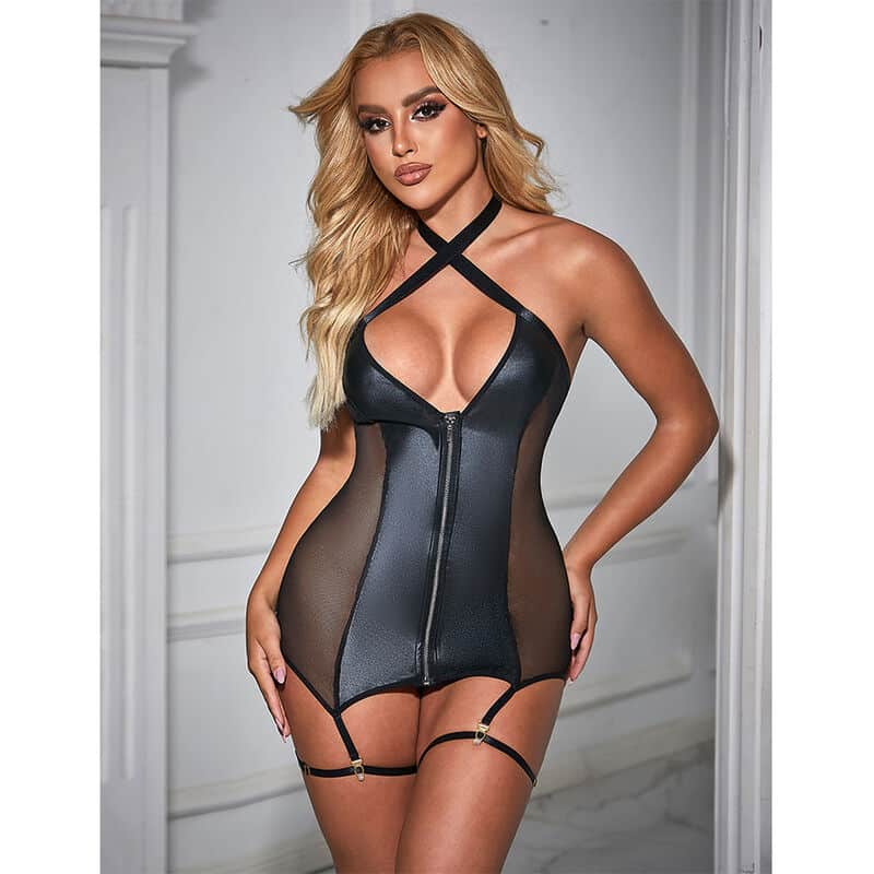 Subblime - 954444 Vestido Sexy De Malha Couro Preto S/M - Image 8
