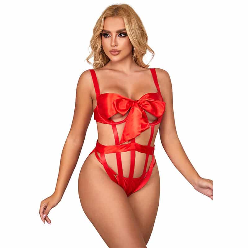 Subblime - 954475 Body Sexy Openwork Com Laço Vermelho L/Xl
