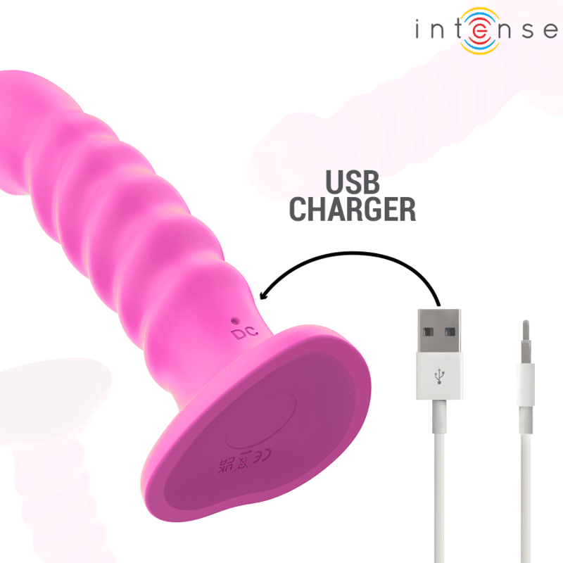 Intense - Cindy Vibrador Tamanho L Design Espiral 10 Vibrações Rosa Controle Remoto - Image 5