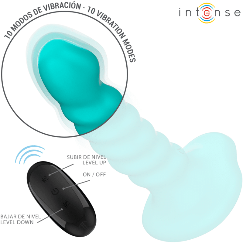 Intense - Buffy Vibrador Tamanho S Design Espiral 10 Vibrações Controle Remoto Azul - Image 3