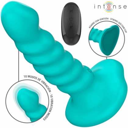 Intense - Buffy Vibrador Tamanho S Design Espiral 10 Vibrações Controle Remoto Azul