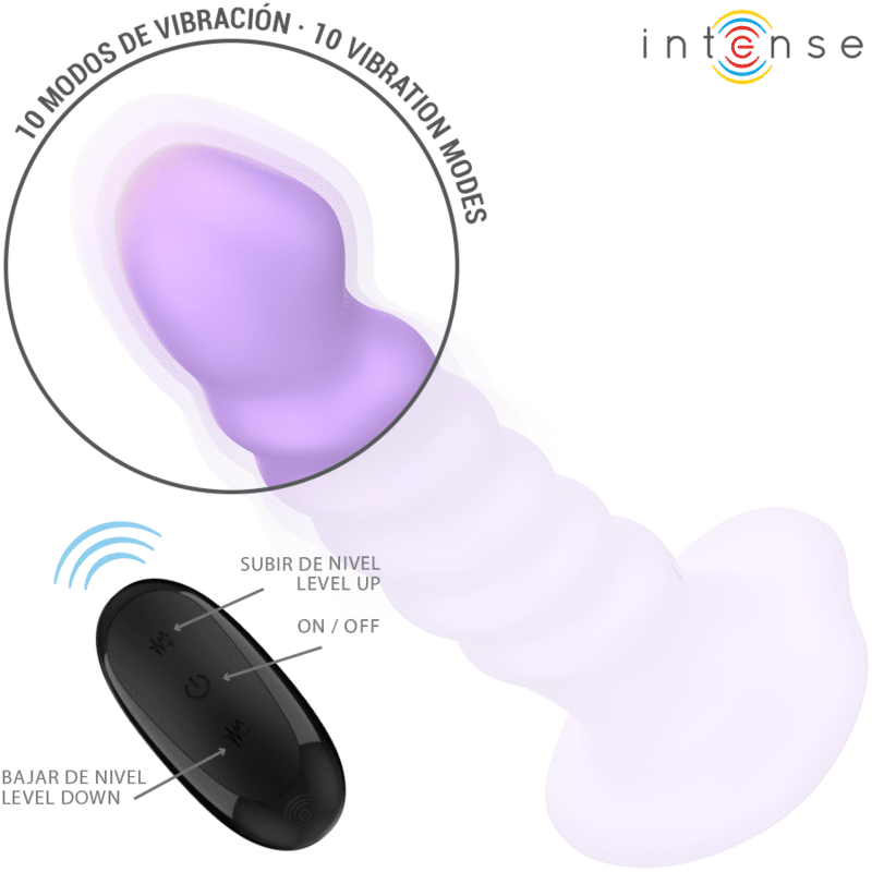 Intense - Brenda Vibrador Tamanho M Design Espiral 10 Vibrações Roxo Controle Remoto - Image 3