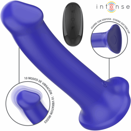 Intense - Victoria Vibrador Com Ventosa 10 Vibrações Azul Escuro Controle Remoto