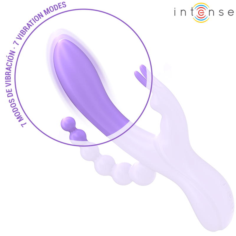 Intense - Miko Triplo Vibrador Coelho & Estimulador & Anal 7 Vibrações Roxo - Image 4