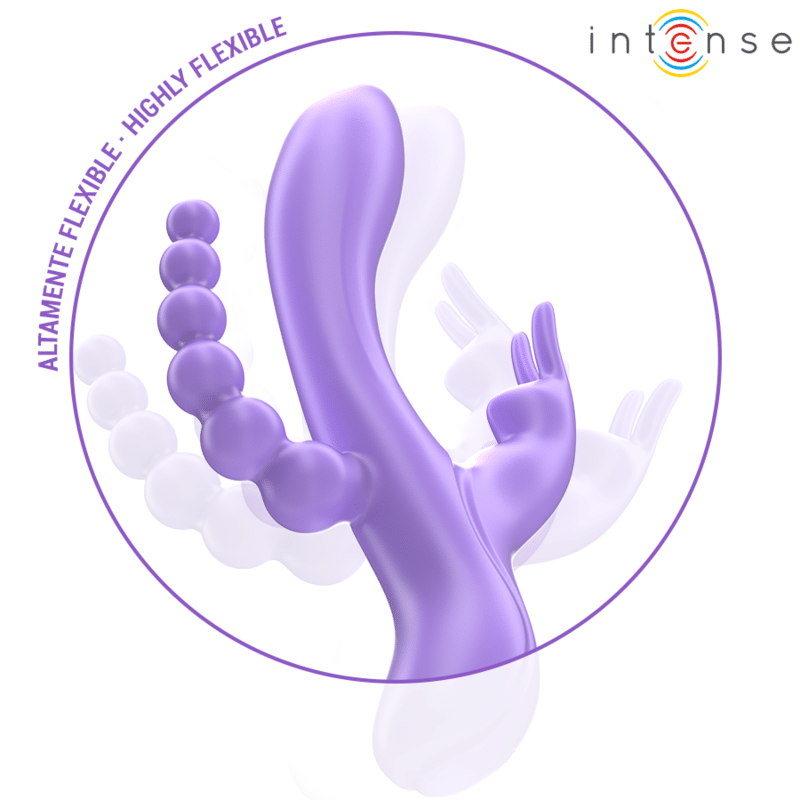 Intense - Miko Triplo Vibrador Coelho & Estimulador & Anal 7 Vibrações Roxo - Image 3