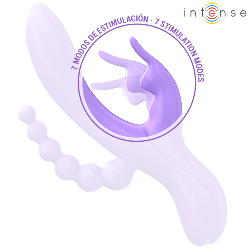 Intense - Miko Triplo Vibrador Coelho & Estimulador & Anal 7 Vibrações Roxo - Image 5
