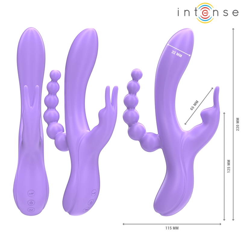 Intense - Miko Triplo Vibrador Coelho & Estimulador & Anal 7 Vibrações Roxo - Image 2