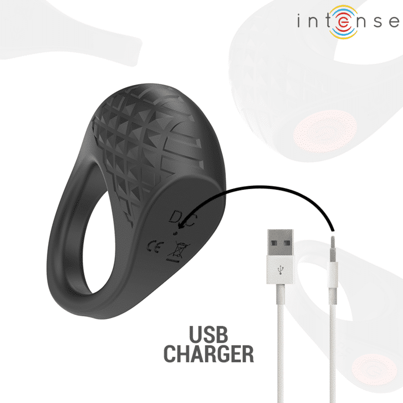 Intense - Clover Vibrador Anel Penis 10 Vibrações Preto - Image 7