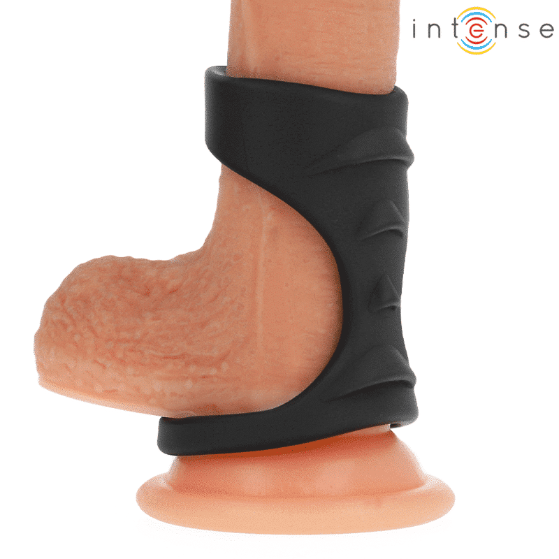 Intense - Theo Anel De Silicone Duplo Para Pênis Modelo 3 Preto - Image 2