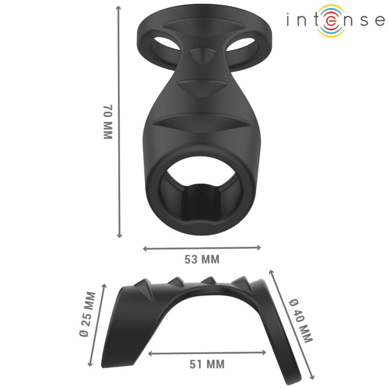 Intense - Theo Anel De Silicone Duplo Para Pênis Modelo 3 Preto - Image 3