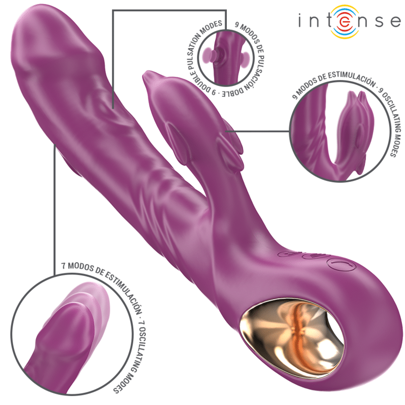 INTENSE - HALLE VIBRADOR MULTIFUNCIONAL COM LÍNGUA ESTIMULANTE DE GOLFINHOS ROXO - Image 2