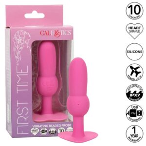 CALEXOTICS - FIRST TIME PLUG ANAL SONDA DE CONTAS 10 VIBRAÇÕES ROSA