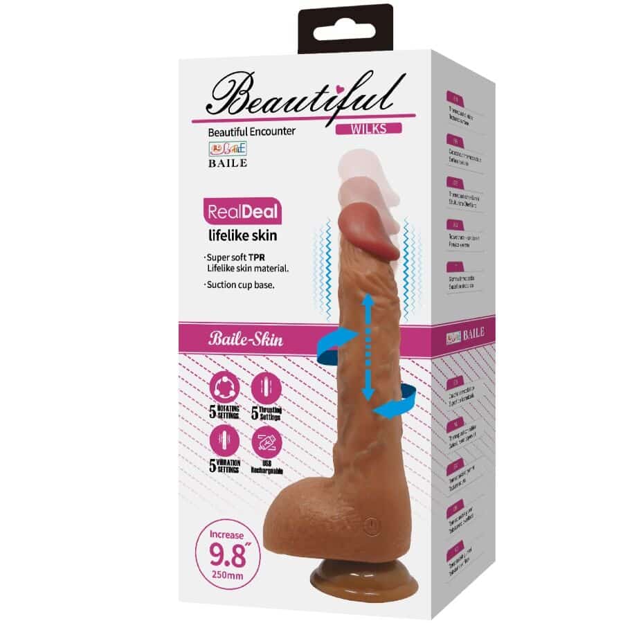 BAILE - BEAUTIFUL WILKS 5 CONFIGURAÇÕES VIBRADOR REALISTA 25 CM MULATO - Image 6