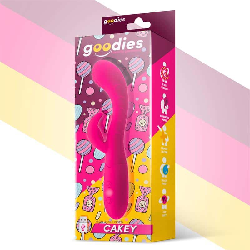 Goodies - Cakey Vibrador Punto G y Conejito USB Silicona Fuchsia - Image 2