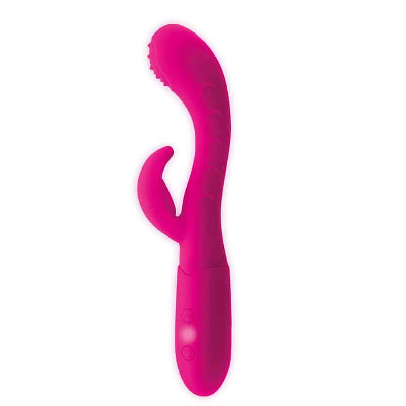 Goodies - Cakey Vibrador Punto G y Conejito USB Silicona Fuchsia - Image 4