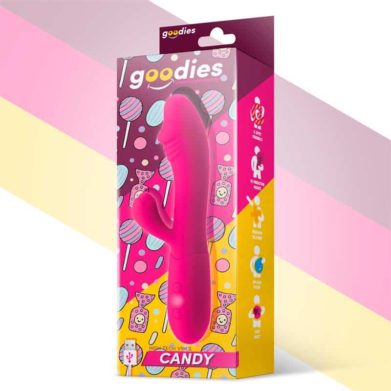 Goodies - Candy Vibrador con Conejito Punto G USB Silicona Fucshia - Image 2