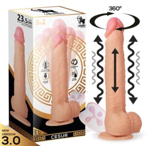 Centauro - Cesur 3.0 Dildo Realista Vibración, Movimiento Ondulante, 360º y Telescópico Control Remoto USB