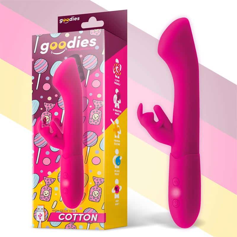 Goodies - Cotton Vibrador Punto G y Conejito USB Silicona Fuchsia