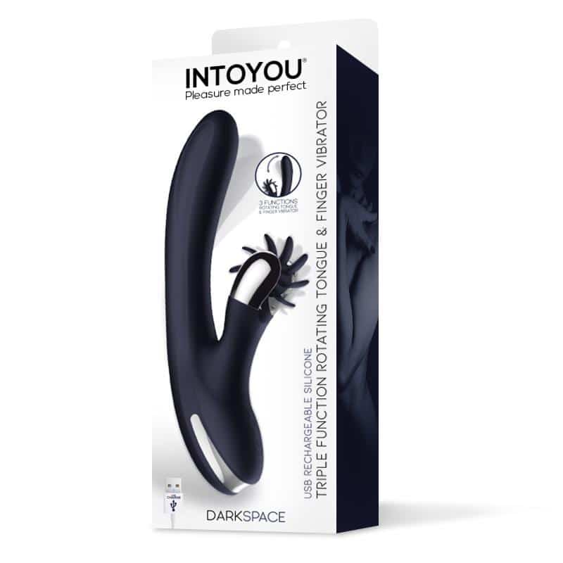 Intoyou - Darkspace Vibrador con Lenguas Rotadora y Movimiento Finger Azul - Image 5