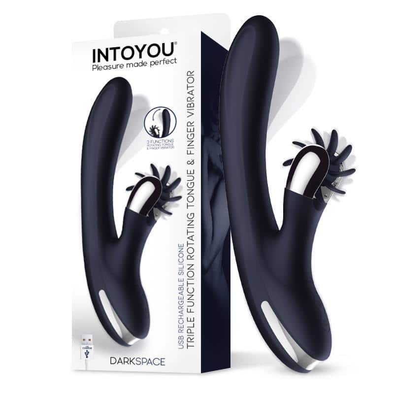 Intoyou - Darkspace Vibrador con Lenguas Rotadora y Movimiento Finger Azul