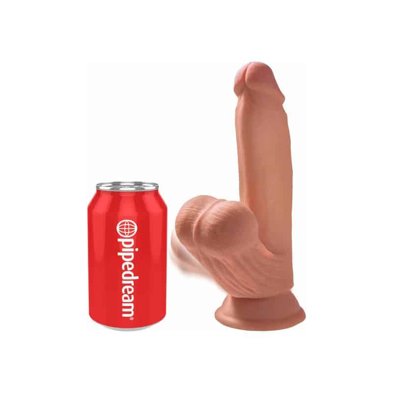 King Cock - Dildo Triple Densidad Testículos Oscilantes 7 Caramelo - Image 2