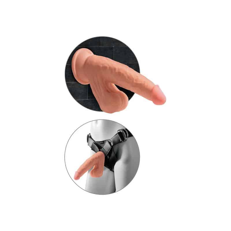 King Cock - Dildo Triple Densidad Testículos Oscilantes 7 Caramelo - Image 4