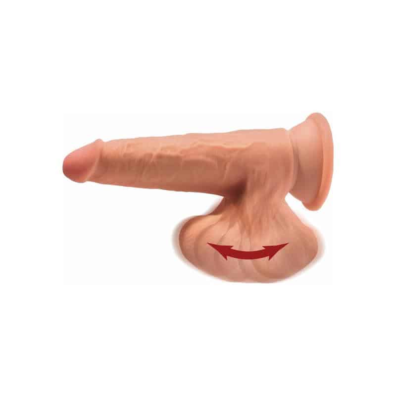 King Cock - Dildo Triple Densidad Testículos Oscilantes 7 Caramelo