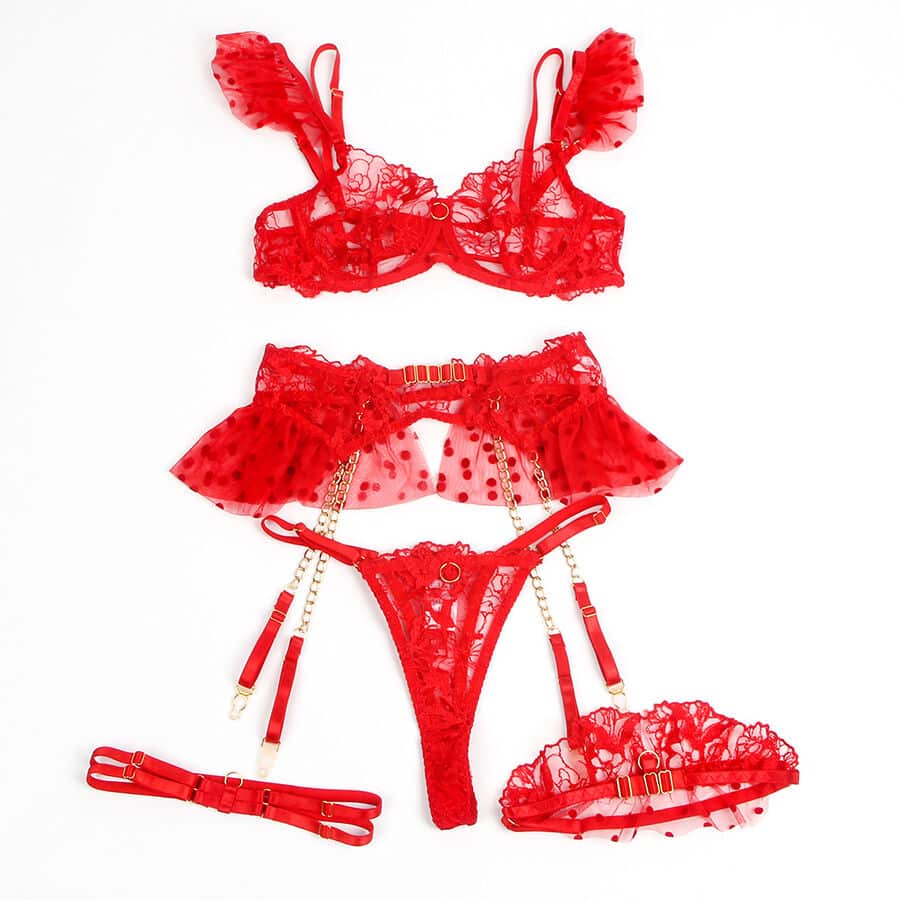 Subblime - 957513 Conjunto De Sutiã E Liga De Renda Vermelho L/Xl - Image 3