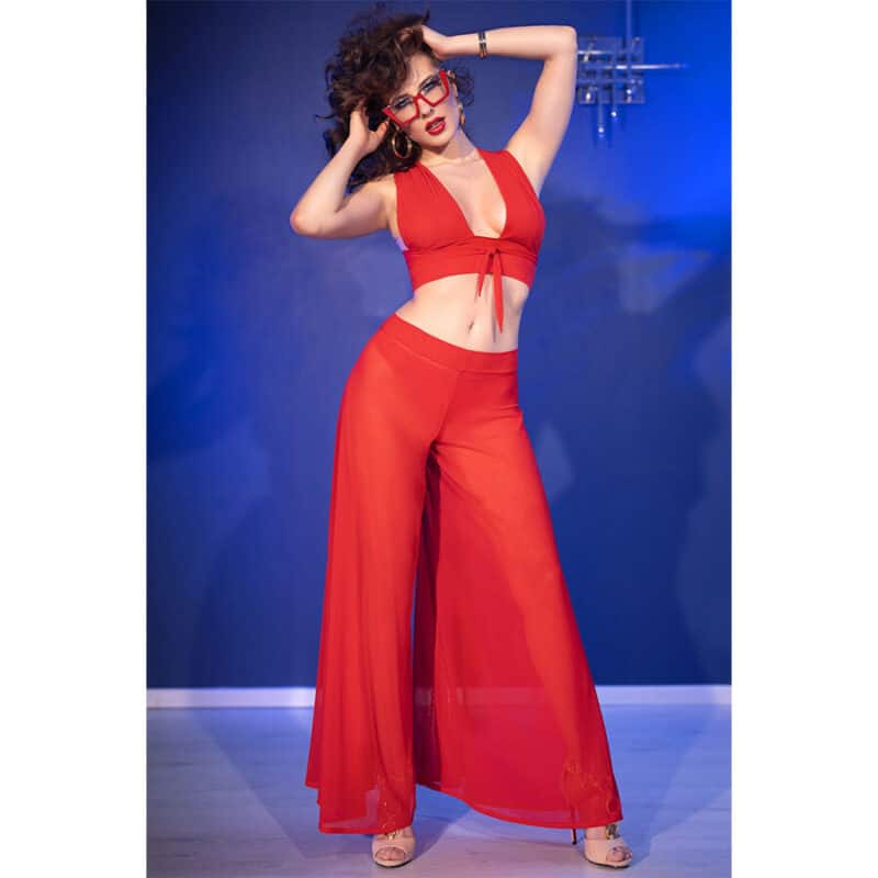 Chilirose - Cr 4857 Conjunto De Blusa E Calça Vermelha Tamanho G - Image 5