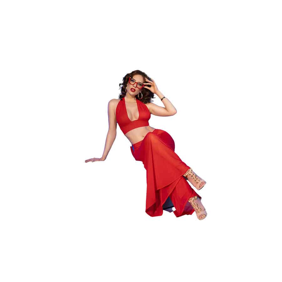Chilirose - Cr 4857 Conjunto De Blusa E Calça Vermelha Tamanho M - Image 4