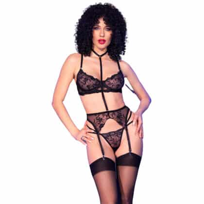 Chilirose - Cr 4852 Conjunto De Lingerie Preto Tamanho L